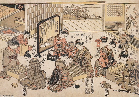 Shogi, Go And Ban-sugoroku by Torii Kiyonaga (1752-1815, Japan) 